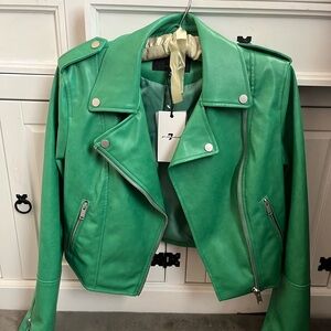 Seven for all man kind green faux leather jacket!